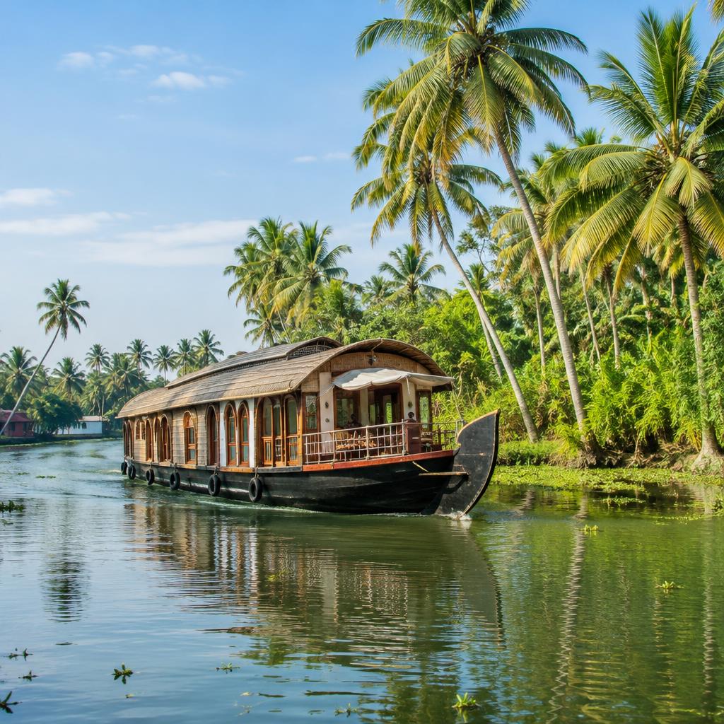 A houseboat in the Kerala backwaters